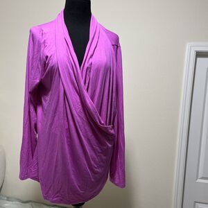 Lauren Ralph Lauren Surplice Top 3X Pink Stretch Blouse Tunic NWT VTG